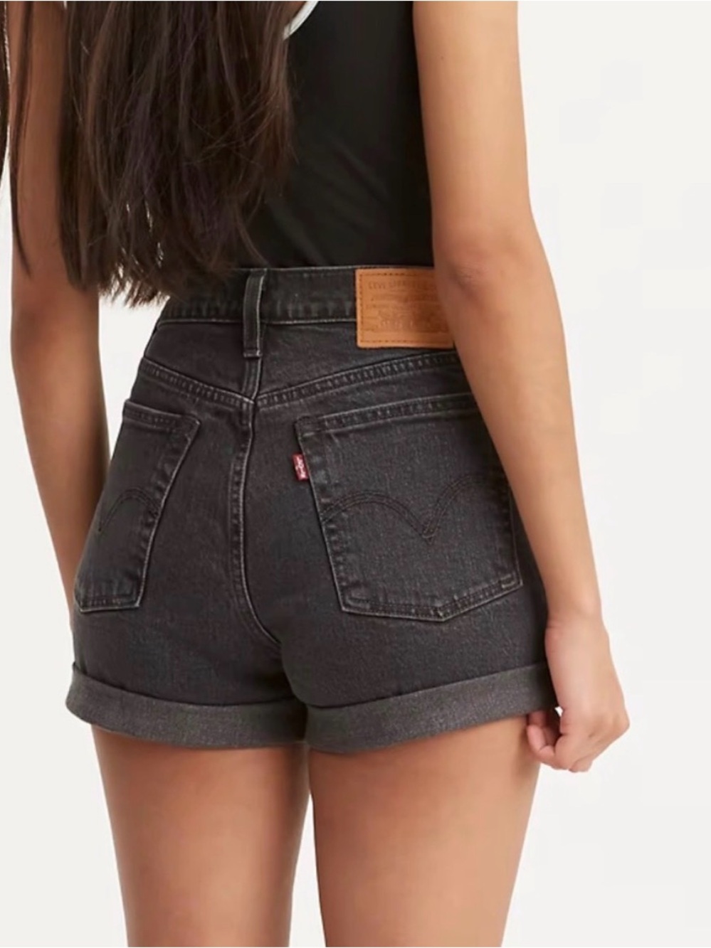 Levi’s black denim button fly shorts size 25